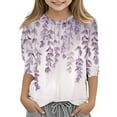 thumbnail image 1 of T-shirts à Manches Courtes Imprimés Floraux pour Filles, Col Rond, Tenues d'Été Mignonnes pour Filles de 11-12 Ans, 1 of 3