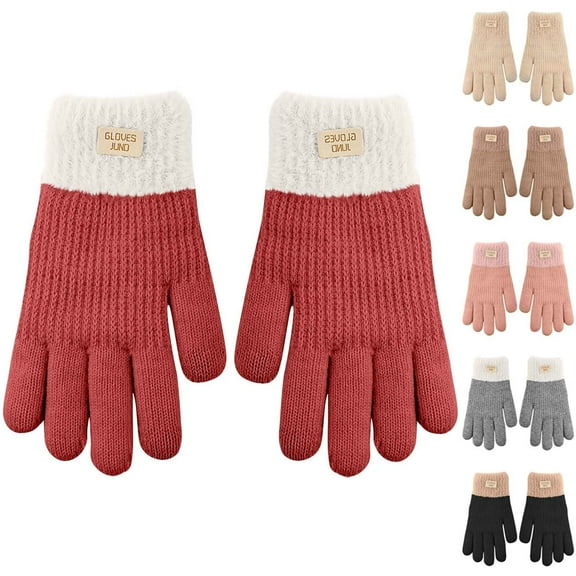 UTSJKR Winter Gloves for Women Touch Screen Ladies Thermal Fleece Warm knit Wool Snow Trendy Gloves for Cold Weather Black