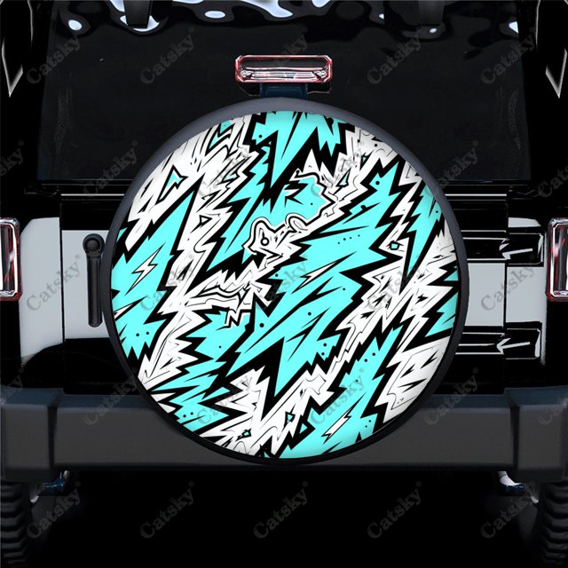 uflage Pattern With Lightnings Polyester Universal Spare Wheel Tire Cover Wheel Covers for Trailer RV SUV Truck Camper