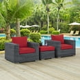 thumbnail image 2 of Modern Contemporary Urban Design Outdoor Patio Balcony Garden Furniture Lounge Sectional Sofa Set, Sunbrella Rattan Wicker, Grey Red, 2 of 6