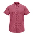 thumbnail image 4 of hlysgo Men's Stripe Shirts Regular Short Sleeve Dress Shirt Button Down Casual Summer Beach Travel Shirts Red,XL, 4 of 5