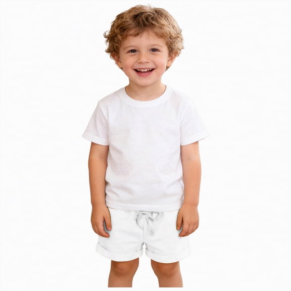 kpoplk Toddler Baby Boys Girls Summer Clothes Set Short Sleeve Round Neck Graphic Print T-Shirts with Shorts Two Pieces Cute Kids Outfits Set 18-24 Months,White