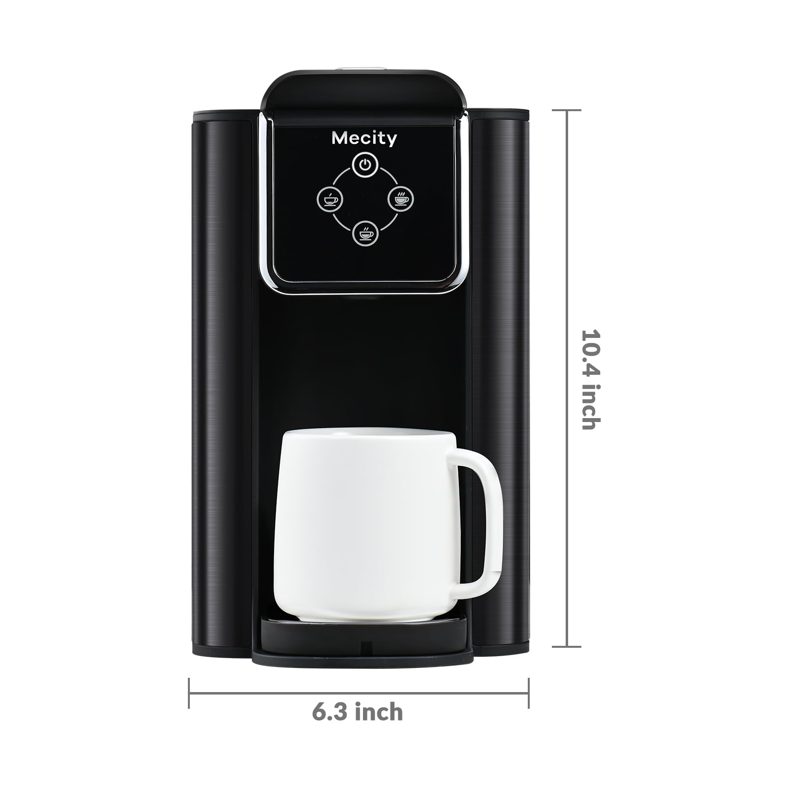 Mecity Coffee Maker 3 in 1 Single Serve Coffee Machine, Compatible with K cup Capsules, Instant Coffee Pot, Tea maker, 6,8,10 Oz Cup, Removable 50 Oz Water Reservoir, 120V 1150W,Metallic Grey