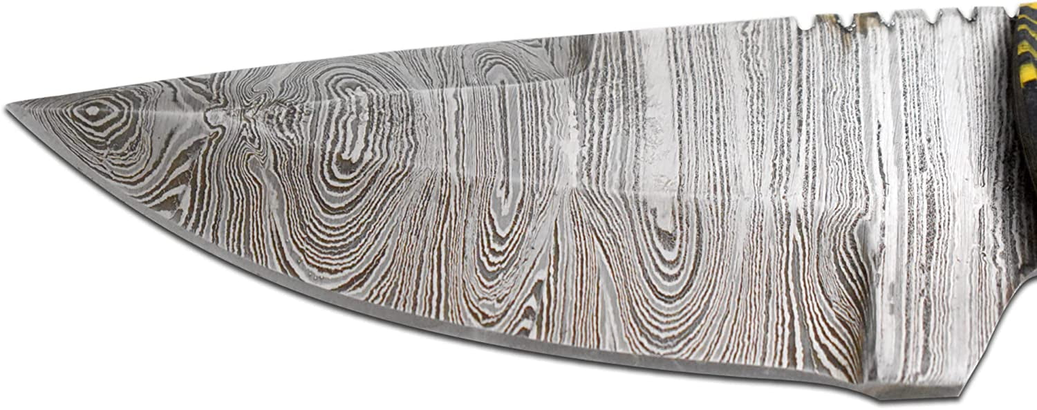 Old Ram Handmade Real Damascus Steel Two Tone Full Tang Hunting Knife