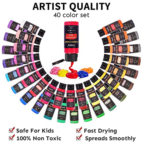 Fabric Paint Set, 40 Colors 60ml, 2oz Textile Paints UAE