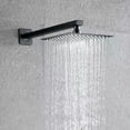 thumbnail image 2 of Brazo de ducha negro mate con brazo de extensión montado en la pared con brida para cabezal de ducha tipo lluvia de baño, acero inoxidable, forma cuadrada de 40 cm, 2 of 5