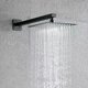 thumbnail image 2 of Brazo de ducha negro mate con brazo de extensión montado en la pared con brida para cabezal de ducha tipo lluvia de baño, acero inoxidable, forma cuadrada de 40 cm, 2 of 5
