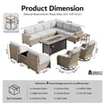 thumbnail image 3 of XIZZI 13-Piece Outdoor Furniture Patio Set with Fire Pit Table Swivel Rocking Chair, Wicker Outdoor Sectional Sofa Conversation Set with Solar Coffee Table for Patio, Garden, Large Villa, Light Gray, 3 of 11