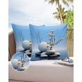 thumbnail image 6 of Pack of 2 Outdoor Pillow Covers, Lake Stone Overlay with Vases Zen Buddhism Waterproof Square Throw Pillowcase Cushion Decorative Pillow Covers for Couch Patio Tent, 16x16 in, 6 of 6