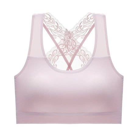 

adviicd Sports Bras for Women Pack Women s Full Figure Beauty Back Smoothing Bra with Lace Pink X-Large