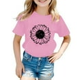 thumbnail image 2 of Baby Girl Shirts 2t Round Neck Girls' Short-Sleeve Shirts and Tops Children's Fashion Graphic Print Summer Tops T-Shirts Toddler To Big Kid 13-14 Years（Pink）, 2 of 4