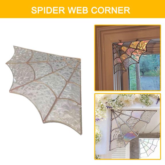 SSKFHGI Spiderweb Door Topper Halloween Door Corner Sign Spider Webs Stained Glass Window Wall Hanging Halloween Atmosphere Enhancement Decoration for Home