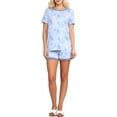 thumbnail image 1 of Doublju Women's Short Sleeve Round Neck Pajama Sleepwear 2 pcs Set (Plus Size Available), 1 of 4