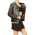 thumbnail image 5 of Fashion Womens Sequin Jacket Long Sleeve Front Zip with Ribbed Cuffs Outerwear Tops, 5 of 7