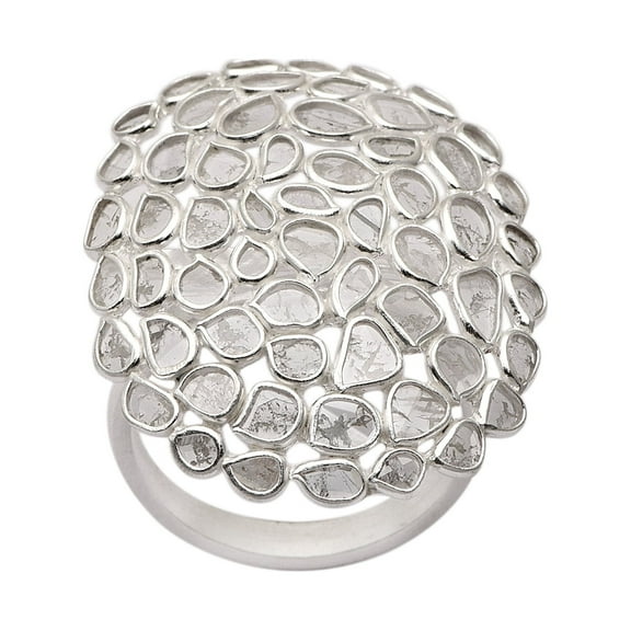 Mooneye 3.00 CTW Natural Diamond Polki Cocktail Women Valentines Day Gift Ring 925 Sterling Silver