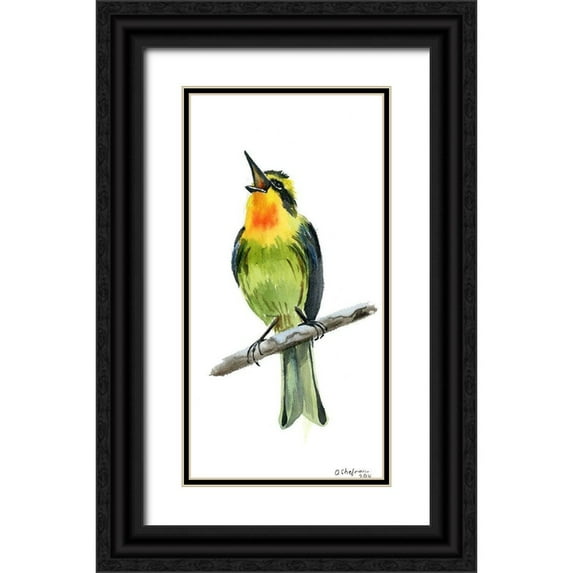 Shefranov, Olga 18x32 Black Ornate Wood Framed with Double Matting Museum Art Print Titled - Tropical Bird IV