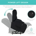 thumbnail image 3 of Best Choice Products Electric Power Lift Linen Recliner Massage Chair Furniture w/ USB Port, Heat, Cupholders - Black, 3 of 8