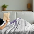 thumbnail image 3 of Saying Soft Flannel Fleece Throw Blanket, Cat Sitting on a Tree Branch Crescent Moon Stars Circles and Triangles Bedtime, Cozy Plush for Indoor and Outdoor Use, 50" x 70", Violet White, by Ambesonne, 3 of 5