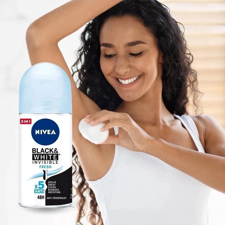 NIVEA, Roll On Deodorant for Women, Black & White Invisible Fresh