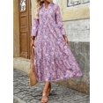 thumbnail image 6 of Women's Long Sleeve Floral Printed A-Line Maxi Dress, 6 of 8