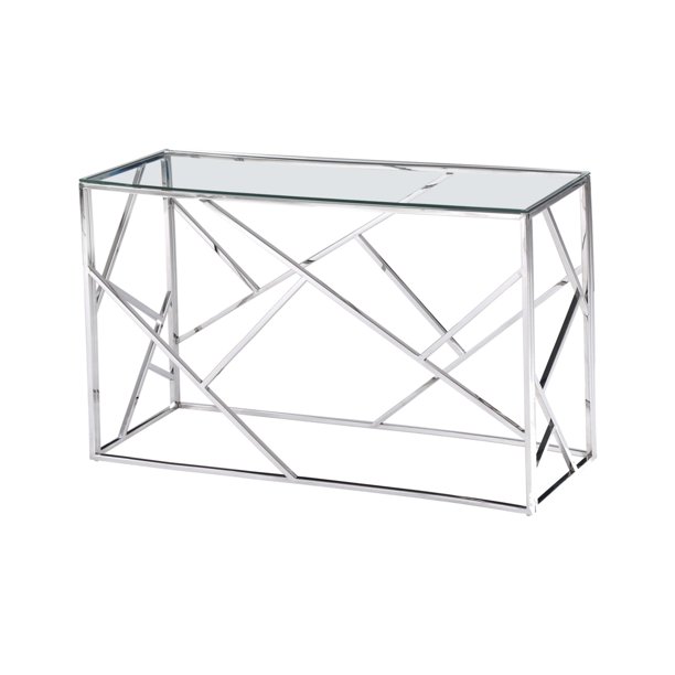 Best Master Furniture Stainless Steel Angled Sofa Table