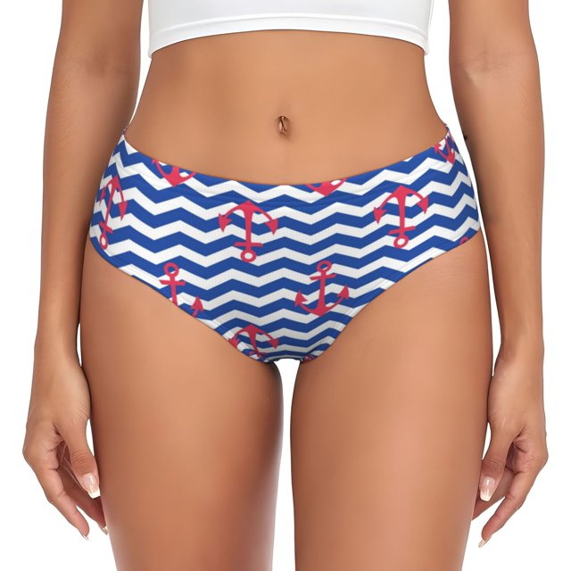 Fotbe Nautical Anchors Calzones Estampados para Mujer – Ropa Interior de Algodón, Cómoda, Suave y Elástica-3X-Large
