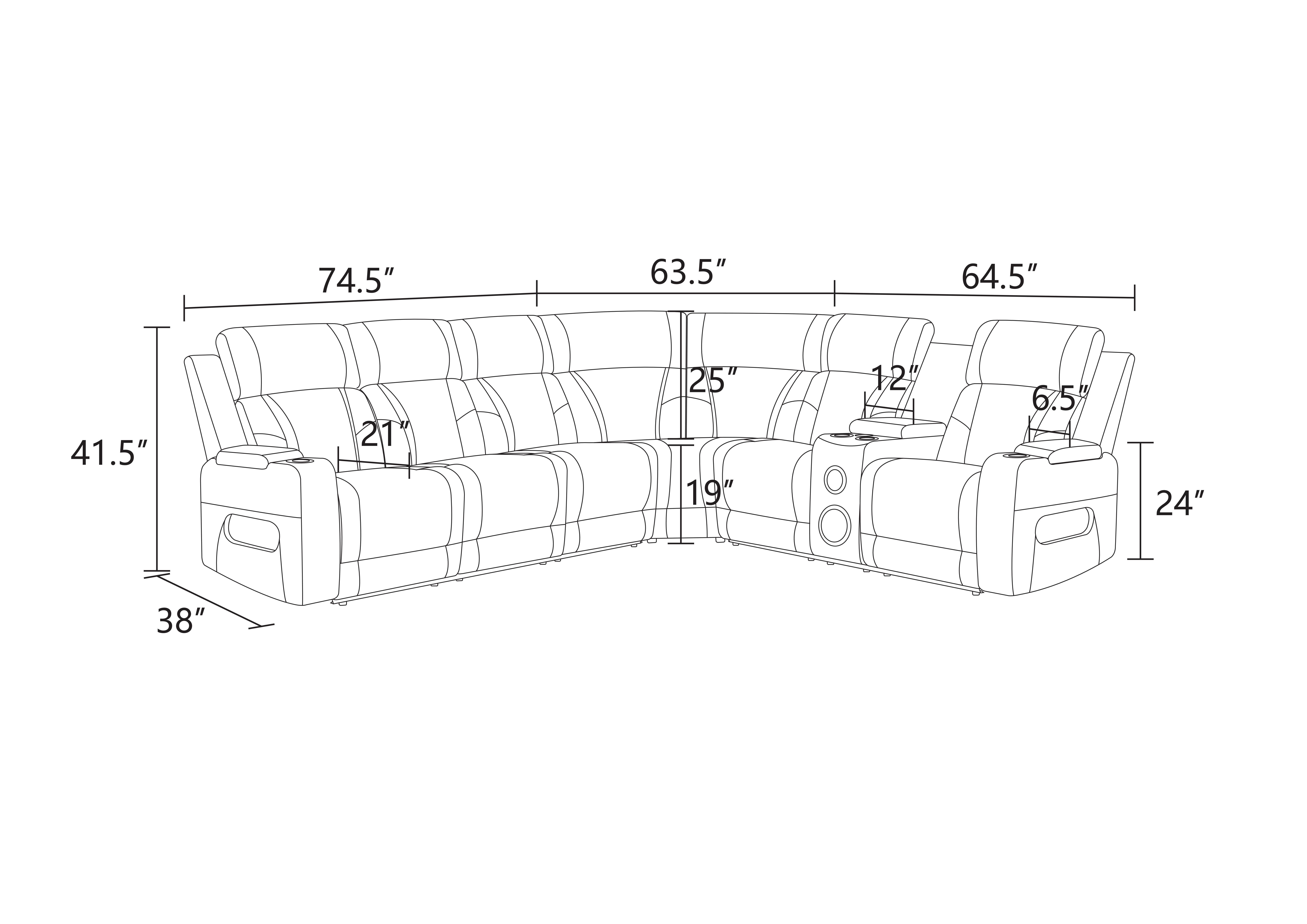 Gewnee Oversized Reclining Corner Sectional Couch, Power Recliner, Air Leather, Bluetooth Speakers, Wireless Charging, USB & Type‑C Charging, Cup Holders, Living Room Home Theater, Blackish Gray