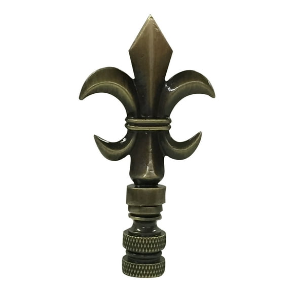 Royal Designs, Inc. Fleur De Lis Lamp Finial for Lamp Shade, F-5005AB-1, Antique Brass, Single