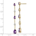 thumbnail image 4 of 14K Yellow Gold Amethyst And White Topaz Dangle Earrings (Width 5.4) (Length 51.3) - Jbsp, 4 of 5