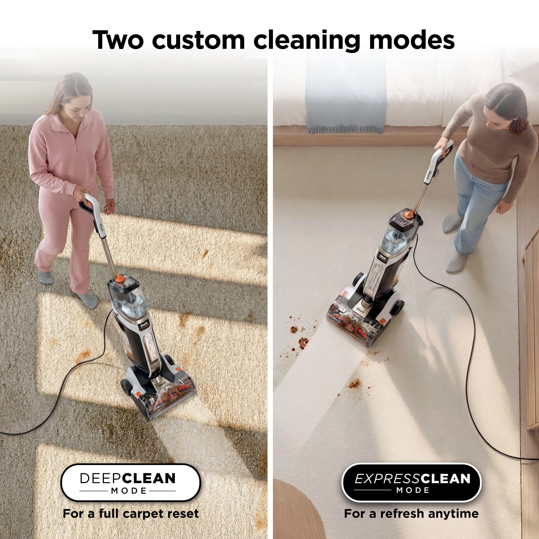 Shark CarpetForce Ultra Lightweight Upright Carpet & Area Rug Cleaner, Carpet Shampooer, Two Cleaning Modes, DirtDisrupt Brushroll, Deep Clean Ultra Solution, White, EX500