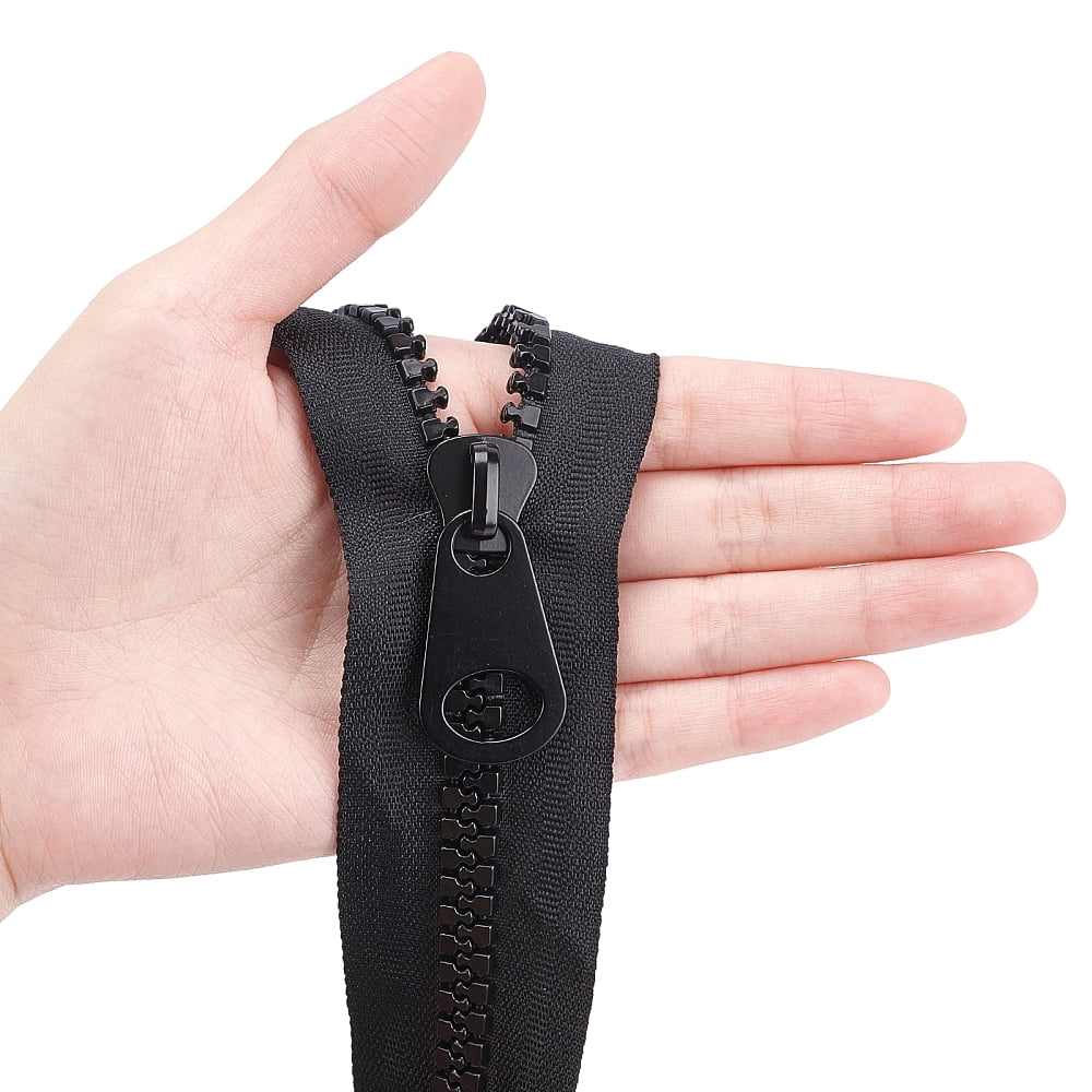 Nylon Closed-end Zipper and Resin Zipper Sliders Zipper Head Black 47x18mm