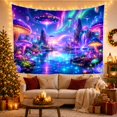 thumbnail image 3 of Mountain Lake Fantastical with Alien Neon Calm Body, Mystical Fantasy for Space Lovers, Galaxy Room Decor, Graduation Gift, Tapestry Wall Hanging for Bedroom and Dorm, 3 of 7