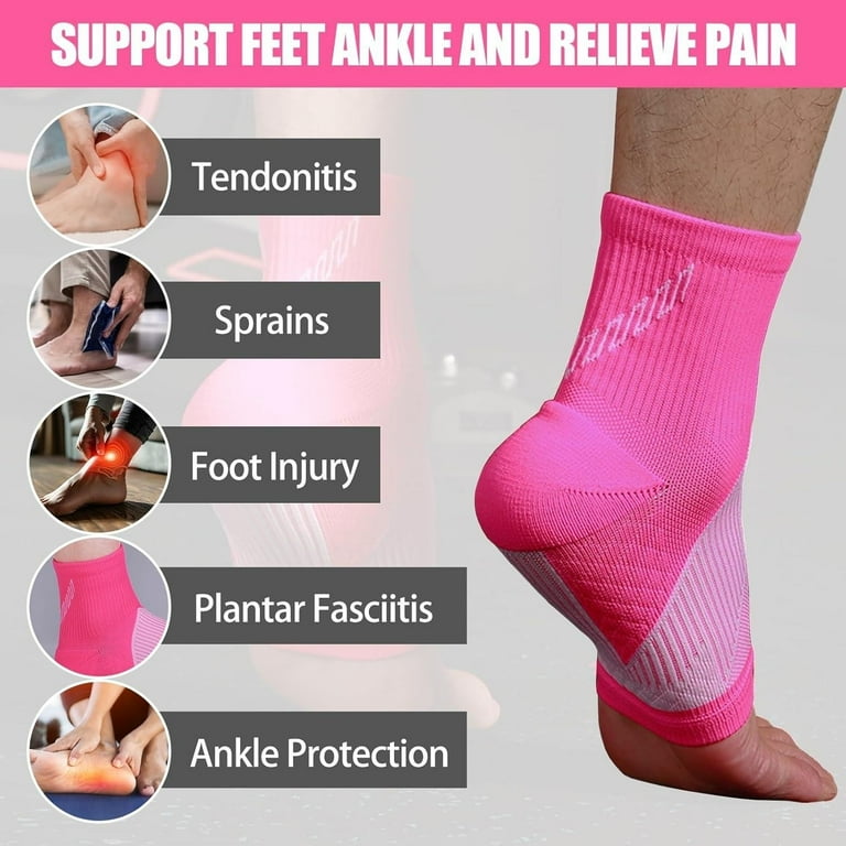 TechWare Pro Ankle Compression Sleeves - 2 Pair For Plantar Fasciitis, Achilles Pain & Joint Support (L/XL)