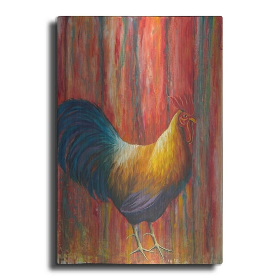 Luxe Metal Art 'Mr. Rooster' by Michelle Faber, Metal Wall Art, 24"x36"