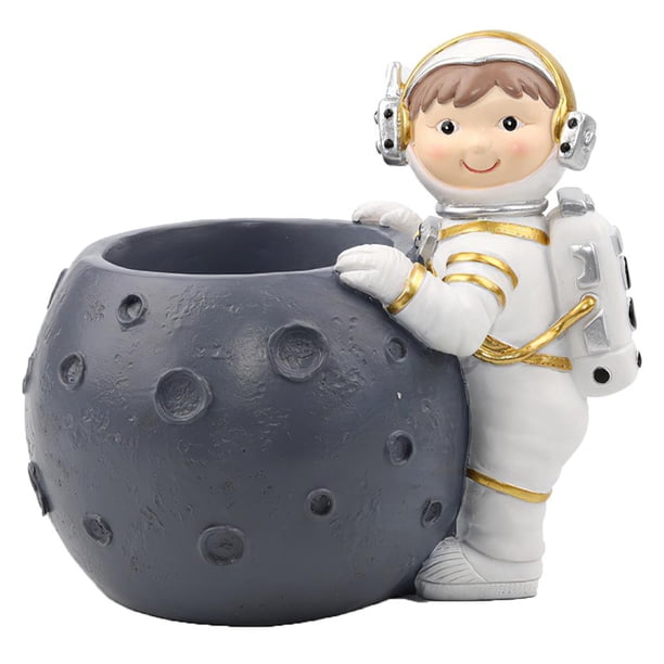 Maceta Suculenta Creativa Linda Caricatura Astronauta Planta Suculenta Titular De La Flor Maceta Maceta Ornamento De La Casa Decoración De Resina Para El Jardín De La Oficina En El Hogar Advancent HA028056-01