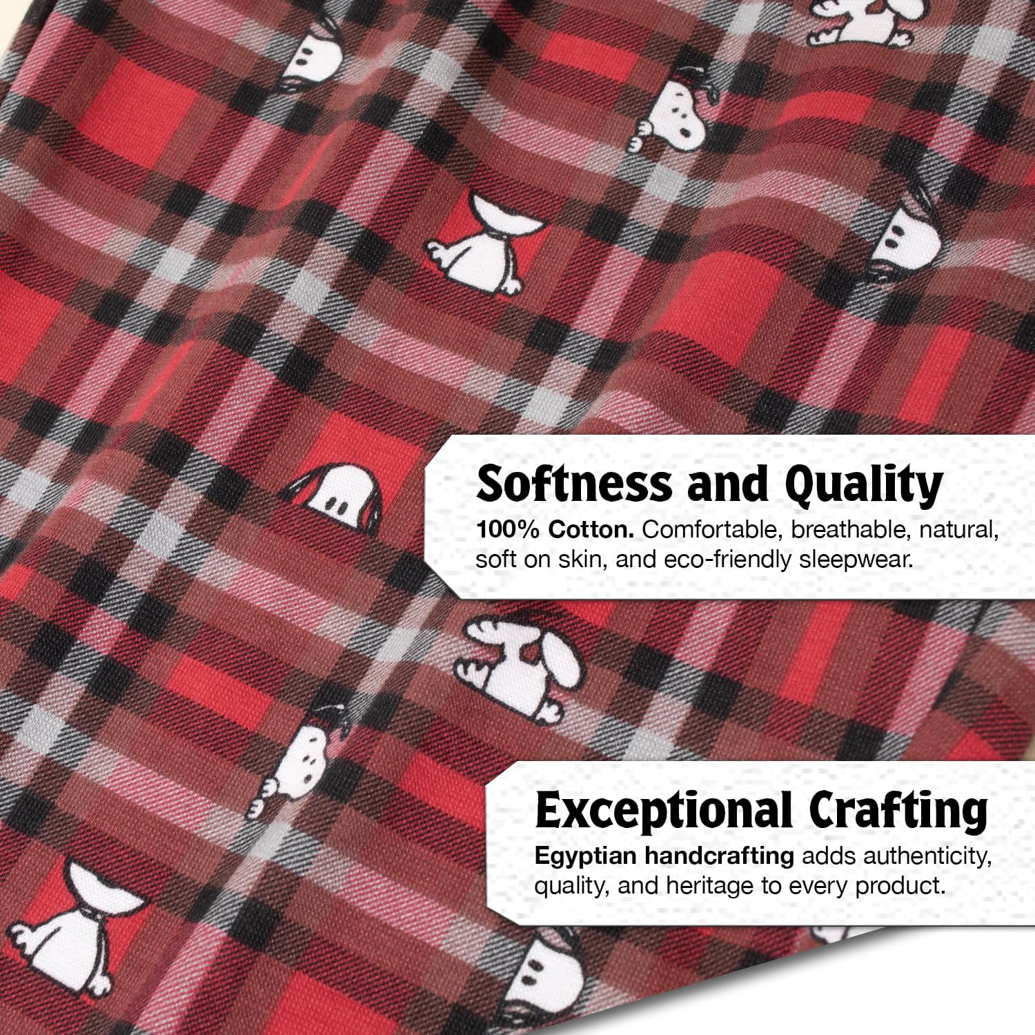 PEANUTS Toddler Boys Girls Snoopy Family Matching Pajamas Sleepwear 2-Piece Sets for Christmas with Woodstock Charlie Brown Linus (Red Plaid, 2T)