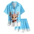 thumbnail image 4 of Girls Christmas Pajama Set Holiday Themed Short Sleeve Button Down Top and Comfortable Shorts Cute Sleepwear for Kids Festive Family Matching Outfit, 4 of 4