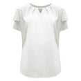 thumbnail image 4 of MIXUE Womens Summer Tops Solid Color V Neck Short Sleeve Pleated Fashion Casual Business Work T-shirts Daily-Wear,White,XL, 4 of 5