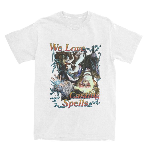 Camiseta divertida de We Love Casting Spells para hombre y mujer camisa de manga corta de algodón con cuello redondo Tops de verano talla grande