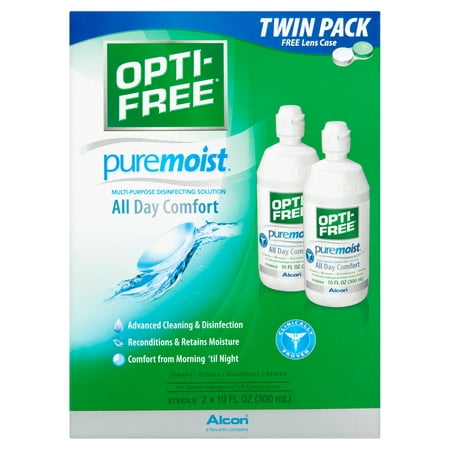 Alcon Opti-Free PureMoist All Day Comfort Multi-Purpose Solution désinfectante, 10 fl oz, 2 pièces