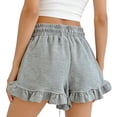 thumbnail image 4 of StSilkitty Girls Ruffle Shorts Solid Color Mid Waist Drawstring Elastic Shorts Summer Beach Casual Shorts, 4 of 7