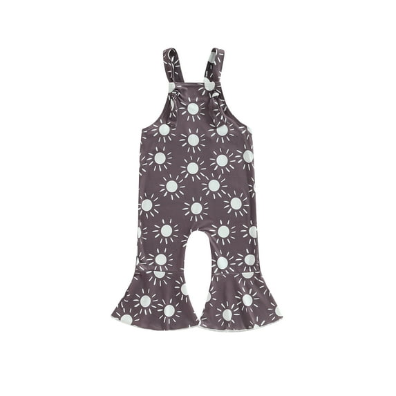 hirigin Toddler Kids Girls Overalls Sun Print Sleeveless Flare Pants Straps Jumpsuits Summer Casual One-Piece Clothes