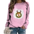 thumbnail image 1 of Top de suéter con estampado navideño de manga larga con cuello redondo para mujer primavera otoño Pompotops FGAJ10377, 1 of 5