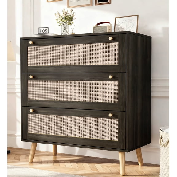 36"H 3 Drawer Dresser for Bedroom, Storage Chest of Drawers, Bedside Nightstand Storage Cabinet for Living Room