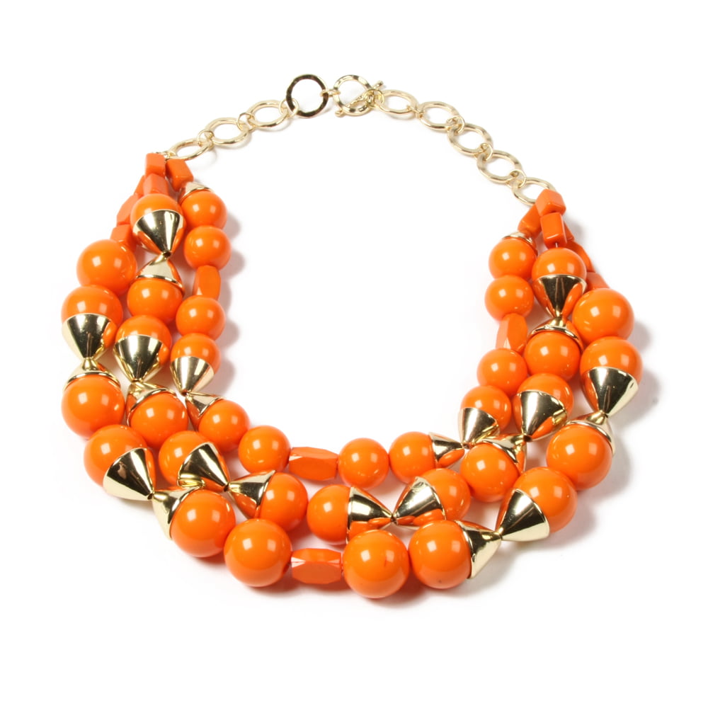 Gypsy Jewels 1# Fan Football Blue & Orange Beaded Silver Tone Necklace Set