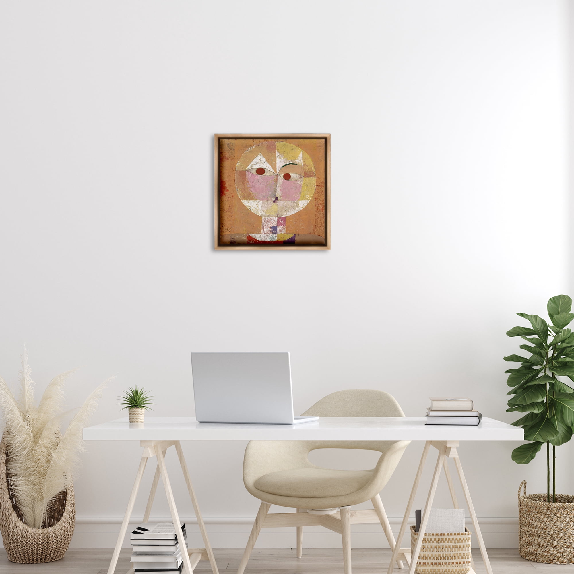 Stupell Industries Classic Senecio Paul Klee Abstract Painting Brown Floater Framed Canvas Art Print Wall Art, 18 x 18