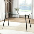 thumbnail image 2 of Gymax Modern Glass Dining Table Rectangular Dining Room Table W/Metal Legs For Kitchen Black, 2 of 10