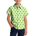 thumbnail image 2 of hengsof Children's Printed Fun Short Sleeve Button Down Shirt Children's Fashion Party Shirt 2-15 Years, 2 of 7