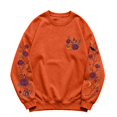 thumbnail image 2 of Women Halloween Floral Graphic Sweatshirt JIANLAI Crew Neck Long Sleeve Moon Rose Leaf Print Pullover Casual Autumn Fall Holiday Tops, 2 of 7