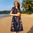 thumbnail image 4 of Daiia Robe Moderne à Imprimé Tête de Cerf USA pour Femmes 2025 Tendance Manches Courtes Robes Décontractées Amples Fluides Maxi Robes d'Été, 4 of 6
